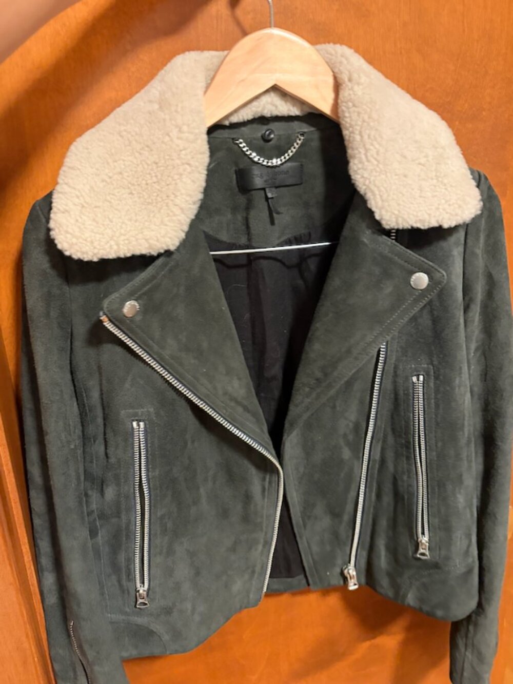 Rag & Bone - Mack Dark Gray Suede Moto Jacket - Size Small